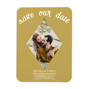 Magnet Flexible Photo de mariage Diamant Or Faire-part de sauvegar