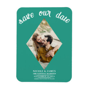 Magnet Flexible Photo de mariage diamant sarcelle Enregistrer la d