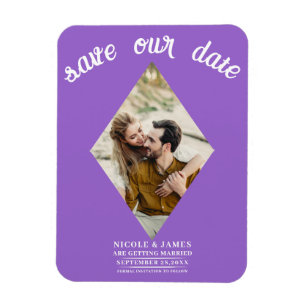 Magnet Flexible Photo de mariage Diamant Violet Enregistrer la dat