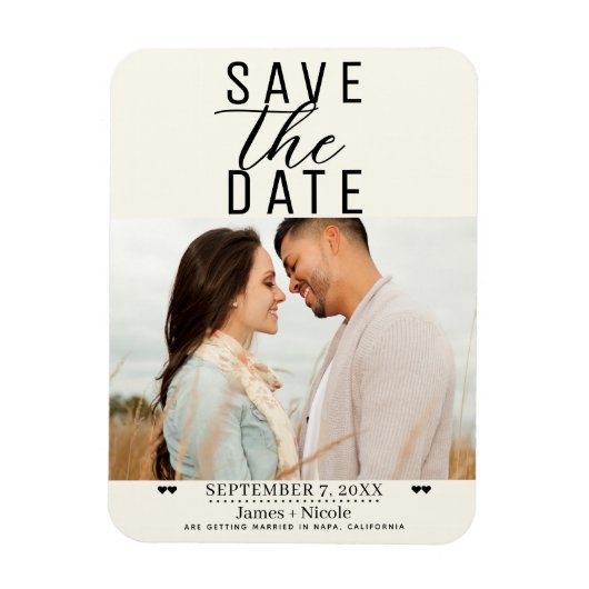 Magnet Flexible Photo de mariage moderne de mise en vente de date (Vertical)