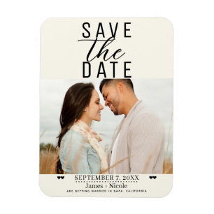 Magnet Flexible Photo de mariage moderne de save the date blanc ca