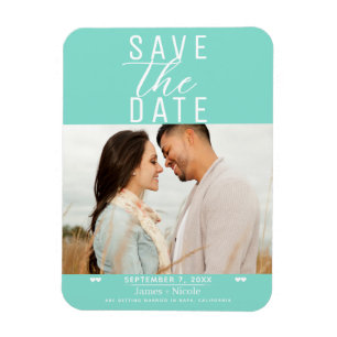 Magnet Flexible Photo de mariage moderne turquoise pour annoncer l