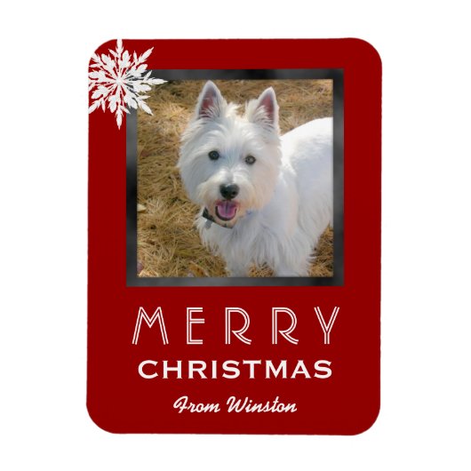 Magnet Flexible Photo de Noël 3x4 Salutation du chien / animal (Vertical)