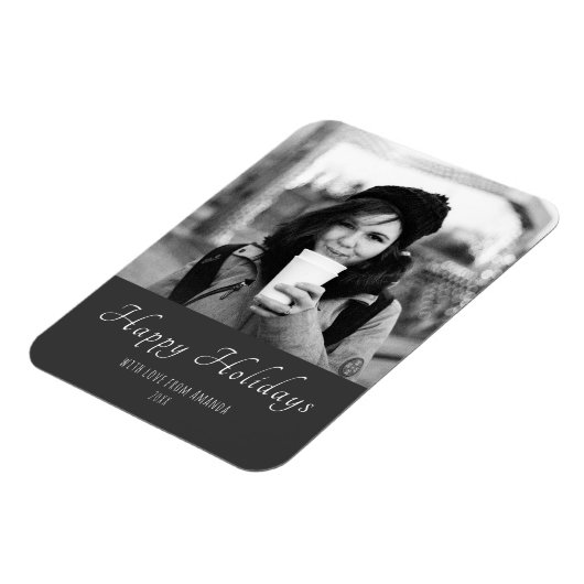 Magnet Flexible Photo de Noël Black et White Custom Holiday (Côté Gauche)