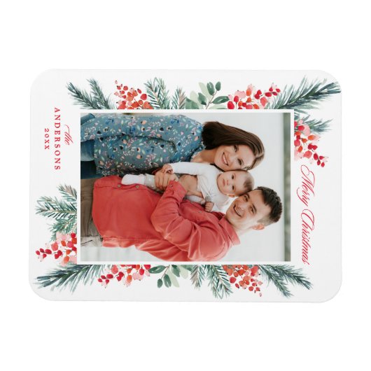 Magnet Flexible Photo de Noël Holly et À feuillage persistant (Horizontal)