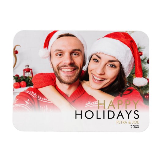 Magnet Flexible Photo de Noël simple et moderne pour couples, vaca (Horizontal)