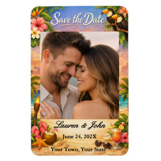 Magnet Flexible Photo de paradis tropical Enregistrer la date Magn