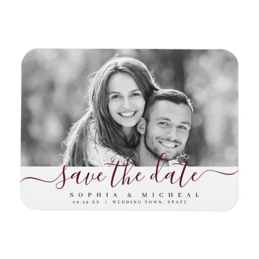 Magnet Flexible Photo de script burgundy simple et moderne enregis (Horizontal)