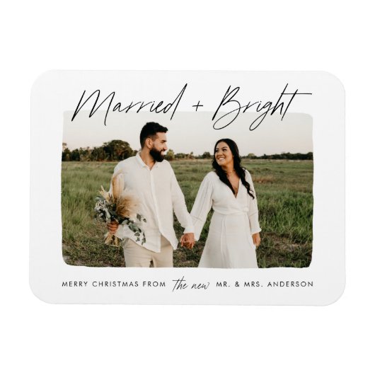 Magnet Flexible Photo de script marié et brillant (Horizontal)