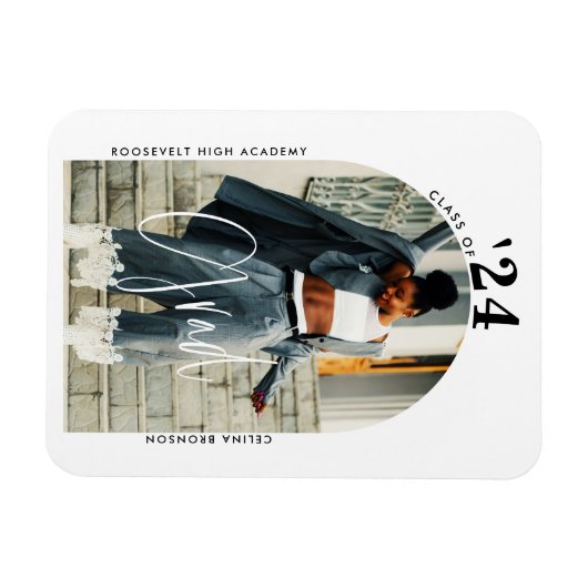 Magnet Flexible Photo de script moderne 2024 Graduation minimalist (Horizontal)