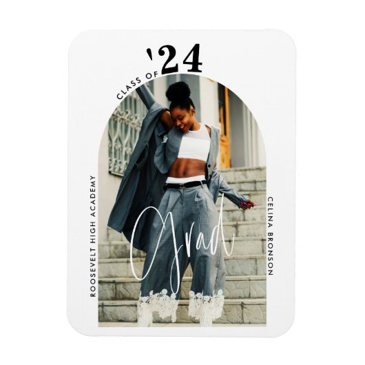 Magnet Flexible Photo de script moderne 2024 Graduation minimalist (Vertical)