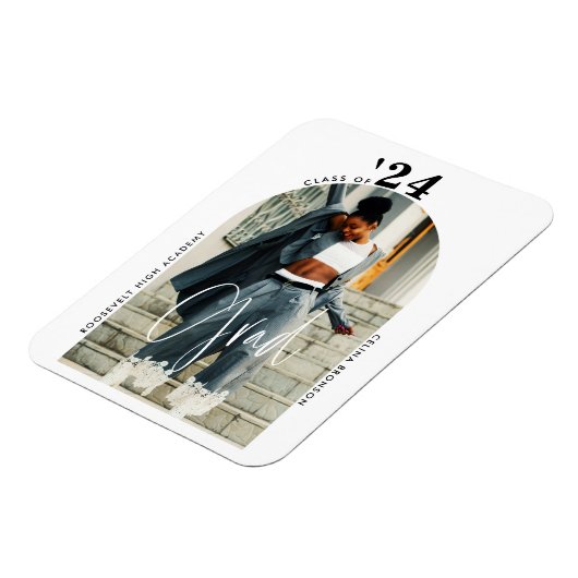 Magnet Flexible Photo de script moderne 2024 Graduation minimalist (Côté Gauche)