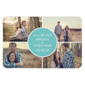 Magnet Flexible Photo Design Cercle Bleu Enregistrer l'aimant Date (Horizontal)