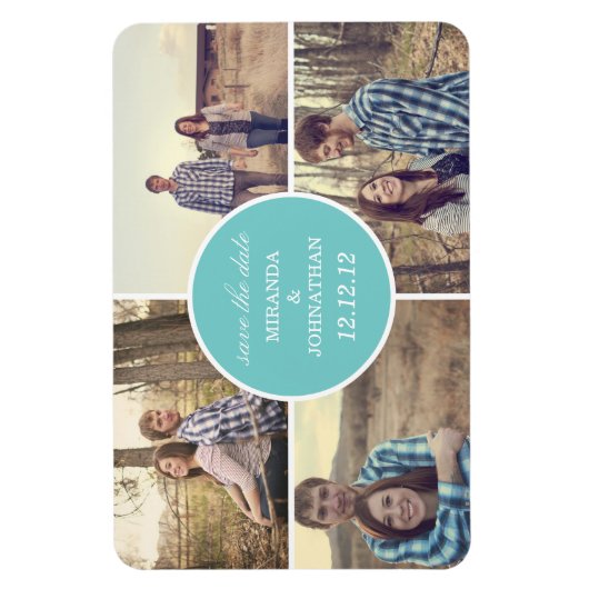 Magnet Flexible Photo Design Cercle Bleu Enregistrer l'aimant Date (Vertical)