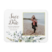 Magnet Flexible Photo Enregistrer la date | Flore d'aquarelle de c (Horizontal)