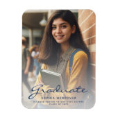 Magnet Flexible Photo Faire-part de graduation en or bleu marine 2 (Vertical)
