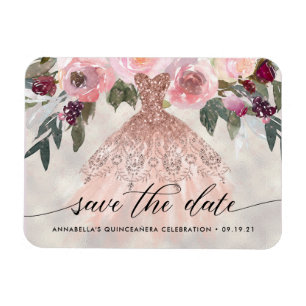 Magnet Flexible Photo Florale Branchée Quinceañera Enregistrer La