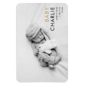 Magnet Flexible Photo Gold moderne Faire-part de naissance bébé (Vertical)