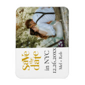 Magnet Flexible Photo Gold Split Moderne Enregistrer La Date (Vertical)
