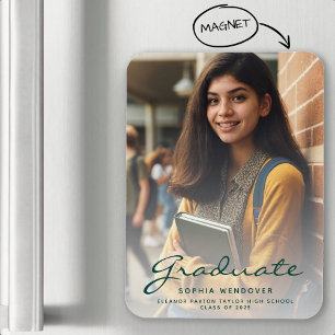 Magnet Flexible Photo Green Gold Graduation Faire-part 2025
