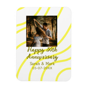 Magnet Flexible Photo jaune doré 30e anniversaire de mariage nom