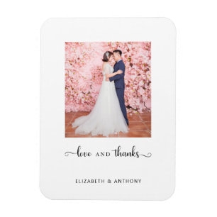 Magnet Flexible Photo Love and Thanks Elegant Script Chic Wedding