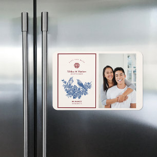 Magnet Flexible Photo Magpie Floral Mariage Chinois Save the Date