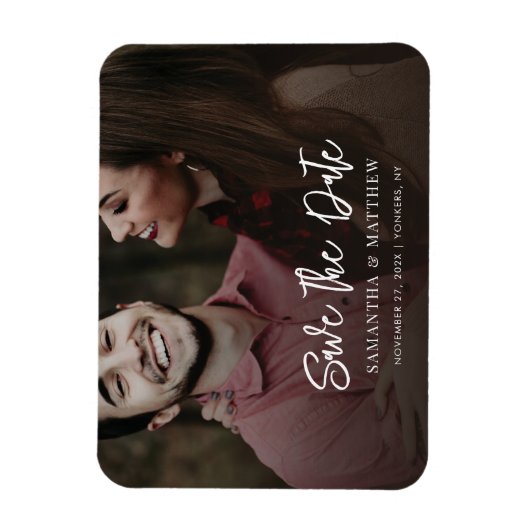 Magnet Flexible Photo manuscrite Mariage élégant Enregistrer la da (Vertical)