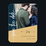 Magnet Flexible Photo Mariage Géométrique Moderne Enregistrer La D<br><div class="desc">Annoncez votre mariage dans le style avec ces magnets géométriques modernes et économisez-le ! Ces magnets chics présentent une finition métallique et un design géométrique tendance, parfait pour ajouter une touche de modernité à votre papeterie mariage. Personnalisez-le avec votre photo préférée et les détails du mariage pour un souvenir unique...</div>