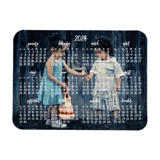 Magnet Flexible Photo mignonne 2024 Magnétique Calendrier 3x4 (Horizontal)