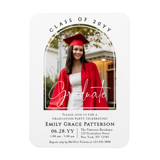 Magnet Flexible Photo Modern Arch Graduate Script Graduate Party (Vertical)