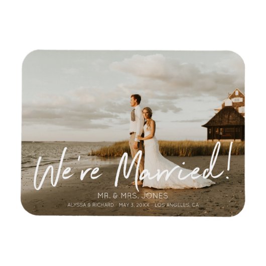 Magnet Flexible Photo Modern Wh Typografy Wedding Announcement (Horizontal)