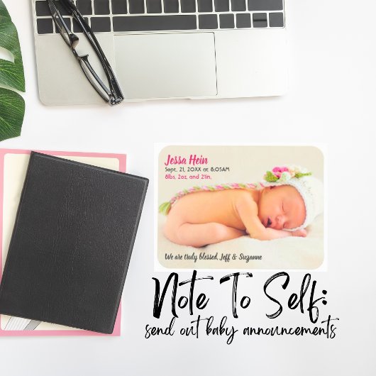 Magnet Flexible Photo moderne Baby Fille Nom de naissance Statisti