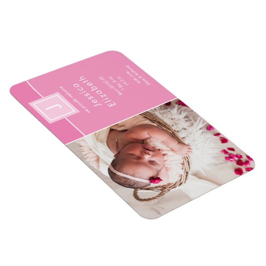 Magnet Flexible Photo moderne bébé Monogramme Faire-part de naissa (Côté Droit)