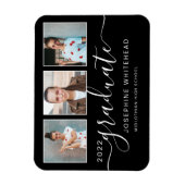 Magnet Flexible Photo moderne Collage de graduation 2022 Noir (Vertical)