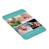 Magnet Flexible Photo moderne Collage Faire-part bébé Turquoise (Côté Droit)