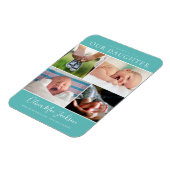 Magnet Flexible Photo moderne Collage Faire-part bébé Turquoise (Côté Gauche)
