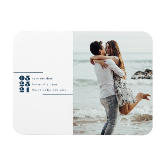 Magnet Flexible Photo moderne Enregistrer la carte postale Date (Horizontal)