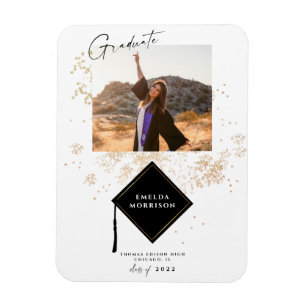 Magnet Flexible Photo moderne Gold Graduation Party Faire-part Ma