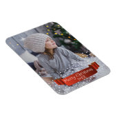 Magnet Flexible Photo moderne Joyeux Noël / Étoiles de ruban rouge (Côté Droit)