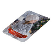 Magnet Flexible Photo moderne Joyeux Noël / Étoiles de ruban rouge (Côté Gauche)