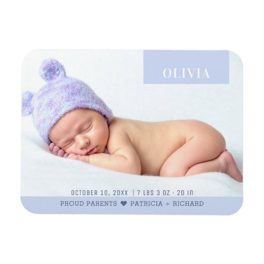 Magnet Flexible Photo moderne Purple Girl Baby Birth (Horizontal)