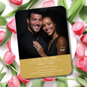 Magnet Flexible Photo Monogramme Cœur Avion Or Voyage Mariage