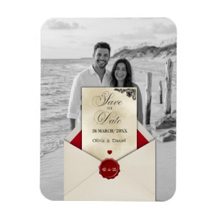 Magnet Flexible Photo noir et blanc Monogramme Ivory Faire-part de