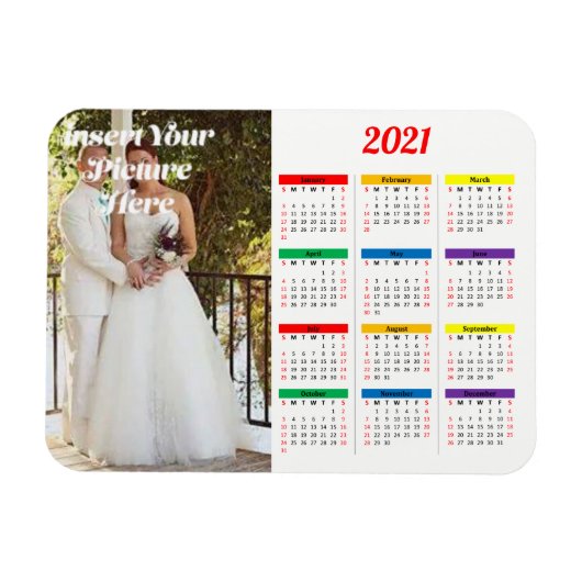 Magnet Flexible Photo personnalisée 2021 Heure Calendrier Arc-en-c (Horizontal)