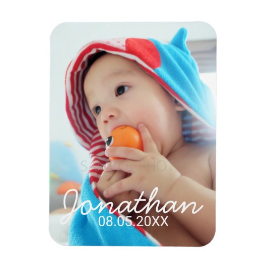 Magnet Flexible Photo personnalisée avec nom et date (Vertical)