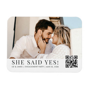 Magnet Flexible Photo QR Code Tendance Engagement Party Invitation