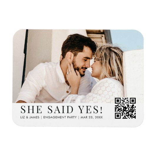 Magnet Flexible Photo QR Code Tendance Engagement Party Invitation (Horizontal)