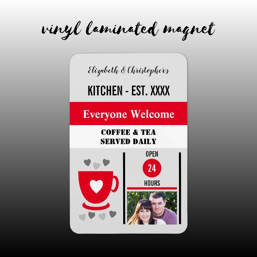 Magnet Flexible Photo rouge de cuisine café thé année d'établissem