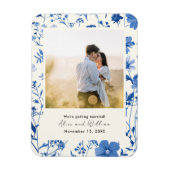 Magnet Flexible Photo Rustic Blue Fleur sauvage Enregistrer la dat (Vertical)